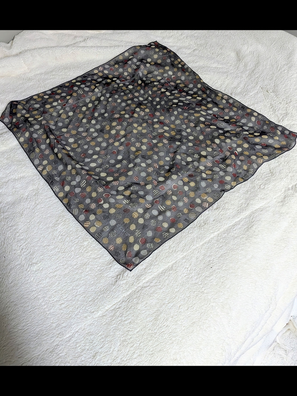 Vintage Echo 100 % Silk Scarf - Abstract Polka Dot Pattern